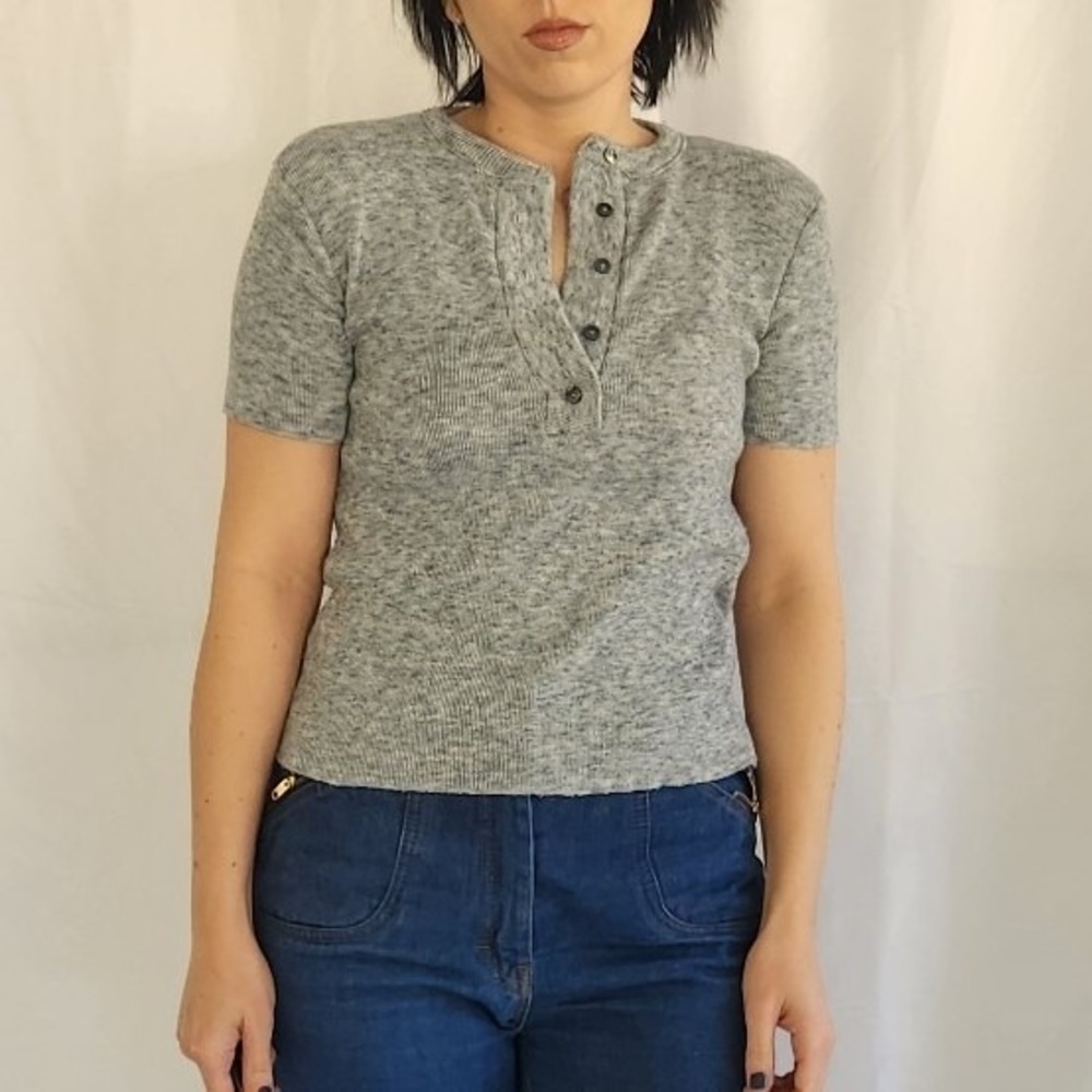 70s Blue Knit Top